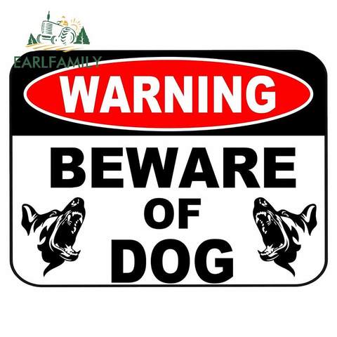 EARLFAMILY 13cm x 9.7cm WARNING Beware of Dog Security Sign Attack Animal Pet Fence Yard Decal Custom Car Stickers ► Photo 1/4