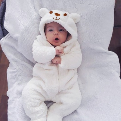 2022 New Cute BABY Newborn Baby Boy Girl Clothes Long Sleeve Hoddies Bear Zipper Baby Romper Clothes Autumn Winter Wear 0-18M ► Photo 1/6
