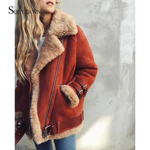 2022 Faux Shearling Sheepskin Coat Women Autum Winter Leather Thick Suede Leather Jacket Women Lambs Wool Loose Outwear Coats ► Photo 1/6