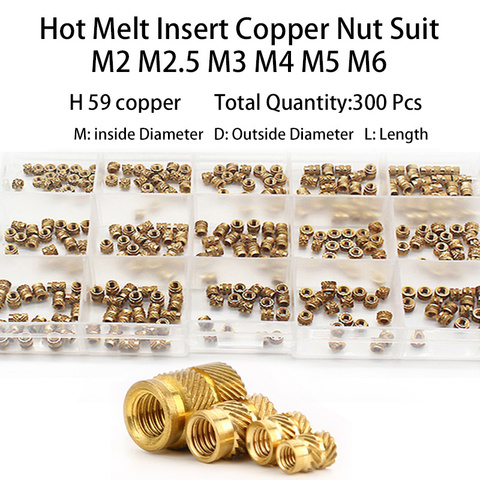 Hot Melt Insert Copper Nut Suit SL-type Double Twill Knurled Injection Brass Nut Suit Heating Molding Copper Thread Inset Nut ► Photo 1/6