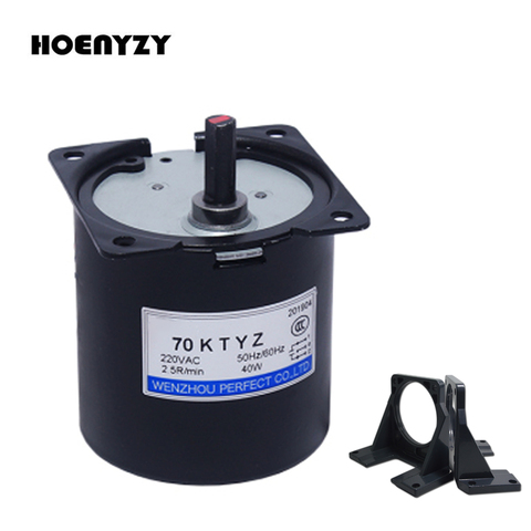 220V AC 40W Gear Motor 70KTYZ Permanent Magnetic Synchronism Motor 2.5RPM 5RPM 10RPM 15RPM 20RPM 30RPM 40RPM 50RPM 60RPM bracket ► Photo 1/6