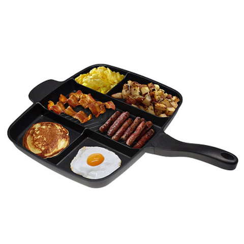 Kitchen Pot 15 Inches Non-stick Frying Pan 5 In 1 Fry Pan Divided Grill Pan for All-in-One Cooked Breakfast Pot Fry Oven Meal ► Photo 1/6