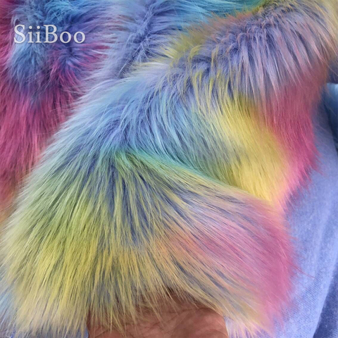 Korean rainbow style cosplay 4cm long faux fur colorful fabric for coat decorative carpet fausse fourrure tissu pelliccia SP5780 ► Photo 1/1