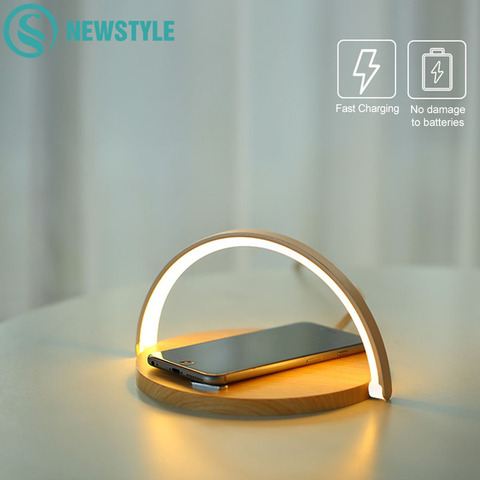 10W Qi Fast Wireless Charger Table Night Lamp For iPhone X XR XS Mobile Phone Charging Holder Night Light Pad Phone Stand ► Photo 1/6