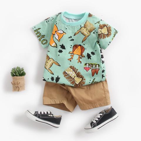 Sanlutoz Cute Infants Boys Clothing Sets Cotton Short Sleeve Baby Tops + Shorts 2Pcs Newborn Cartoon Clothes ► Photo 1/6