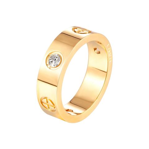 Trendy Cross CZ Crystal Rings Stainless Steel Gold Color Love Ring for Women Men Couple Wedding  Luxury Brand Jewelry ► Photo 1/6