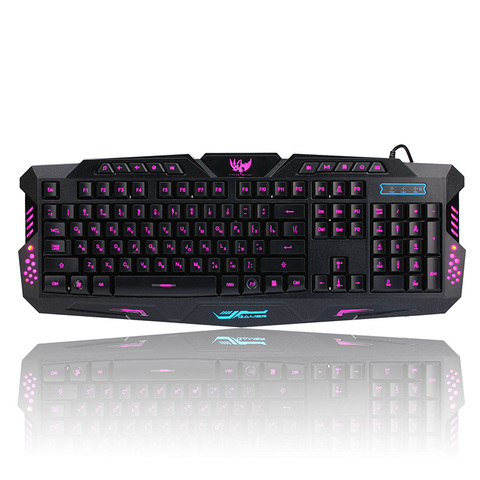 Russian Version Gaming Keyboard Gamer 3color Switchable Backlights LED USB Wired Game Keyboard for Computer Mac dota 2 lol cs ► Photo 1/6