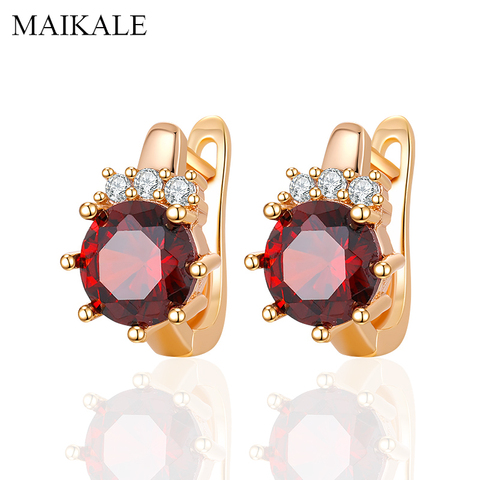 MAIKALE Classic Round Crown Design MultiColor Zirconia Small Stud Earrings for Women Jewelry Wedding Party Gifts High Quality ► Photo 1/6