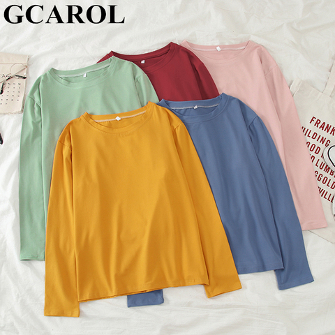 GCAROL Spring Fall Oversize Women T-shirt Candy Streetwear Casual Shirt  Perfect Basics Tops Render Unlined Upper Garment ► Photo 1/6