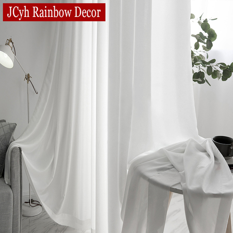 High Quality White Semi Crushed Sheer Curtains For Living Room Window Solid Color Long Tulle Bedroom Curtain Voile Party Drapes ► Photo 1/6