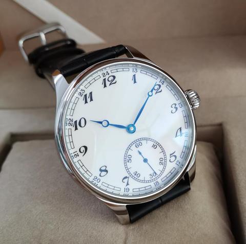 44mm not have logo Mechanical Hand Wind Men's Watch White dial blue hand Mineral Glass/Sapphire Seagull st3621 movement G036 ► Photo 1/6