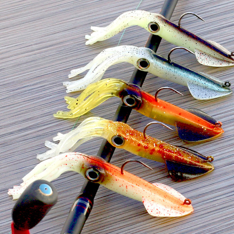 1pc 14cm 35g UV Luminous Fishing Squid Lure With Lead Sinker Sea Fishing Lures Octopus Calamar Trolling Wobbler Bait Soft Lure ► Photo 1/1