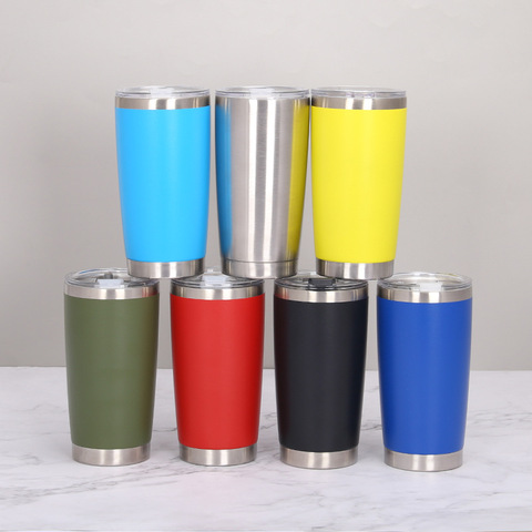 Travel mug ice cup 20 OZ colourful Tumbler 304 Stainless steel Double Wall Vacuum Insulated coffee Mug wide mouth metal bottle ► Photo 1/6