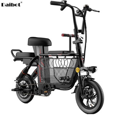 Daibot Electric Scooter With Seat 12 Inch 48V 400W Two Wheels Electric Bicycles Removable Battery Portable Electric Bike ► Photo 1/6