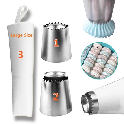 3pcs/set Cookie/Biscuit Ice Cream pastry tips cake mold cake decorating tools Icing Piping Nozzles+ Cotton Pastry Bags for Cream ► Photo 1/6