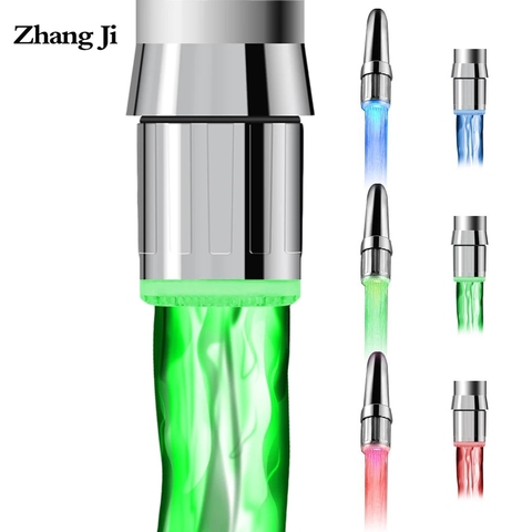 Zhangji Bathroom Temperature Control 3 Color Water Power Shower Tap light  Water Saving Kitchen Aerator Led Faucet Aerator Light ► Photo 1/6