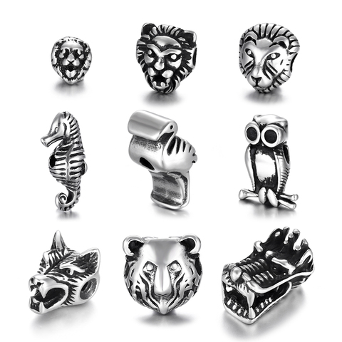 4Pcs Stainless Steel Animal Wolf Viking Warrior Helmet Beads 2mm Hole Charms for Beaded Bracelet Accessories DIY Jewelry Making ► Photo 1/6