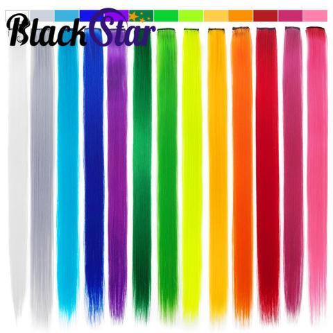 13 Pack Colored Party Highlights Clip in Hair Extensions for Girls Multi-colors Straight Hair Synthetic Hairpieces (13colored) ► Photo 1/6