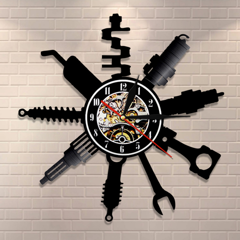 Auto Repair Shop Wall Sign Decorative Modern Wall Clock Car Mechanic Service Workshop Vinyl Record Clock  Garage Repairman Gift ► Photo 1/6