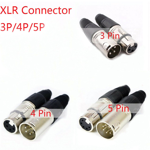 1pc Male & Female 3-Pin 4-Pin 5-Pin XLR Microphone Audio Cable Plug Connectors Cable Terminals ► Photo 1/6