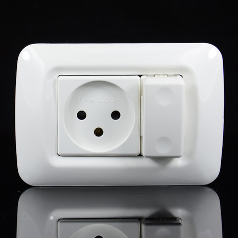 Israeli  Household standard power plug wall socket with 1Gang 1Way Switch Socket 118mm * 80mm flame retardant panel 250V 16A ► Photo 1/6