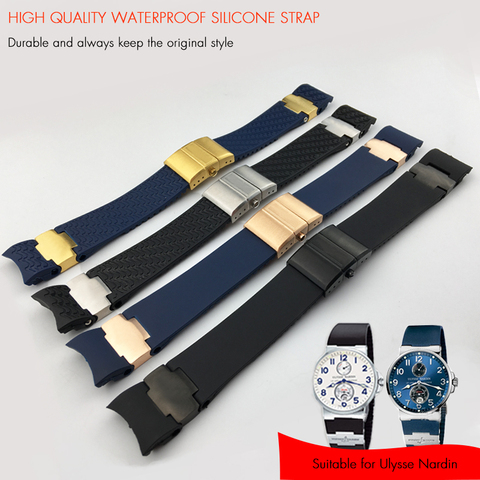 22mm 25mm High Quality Rubber Silicone Watch Strap Two Styles of Design Fold Buckle Watchband Suitable for Ulysse Nardin Watch ► Photo 1/6
