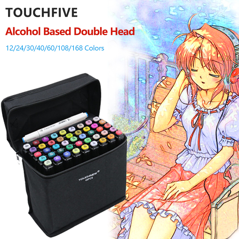 TouchFIVE Markers12/24/30/40/60/80/168 Colors Sketch Art Markers Pen  Alcohol Based Manga