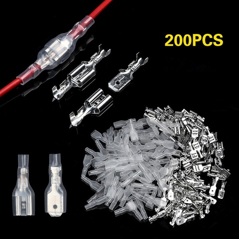 200pcs 2.8/4.8/6.3mm Wire Connectors Crimp Terminals Crimp Female/Male Spade Terminals With Transparent Insulating Sleeves ► Photo 1/6