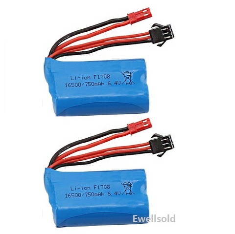 1- 3pcs 6.4v 750mah Li-ion battery for A959-A A969-A A979-A K929-A R/C truck 6.4 v 750 mah ► Photo 1/3