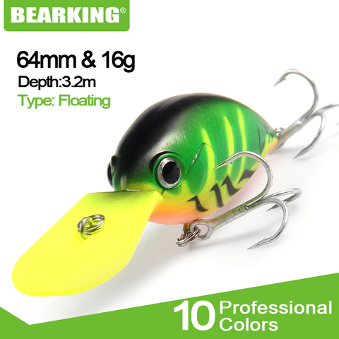 Perfect Bearking fishing tackle professional Hot fishing lures, crank 64mm/16g,dive 3.2m,different colors,hard baits ► Photo 1/6