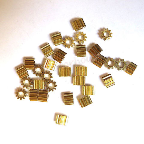 1PC  Main Spindle Metal Brass Copper Gear Adapt To 1.5mm/ 2mm/ 2.3mm/ 3.175mm Shaft Diameter 10 Teeth 0.5 Modulus ► Photo 1/5