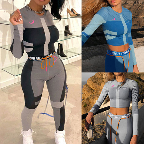 Sexy Tracksuits Women Two Piece  Set Outfits Sports Fitness High Waist Leggings Winter Spring Matching Sets Sweatsuit ► Photo 1/6