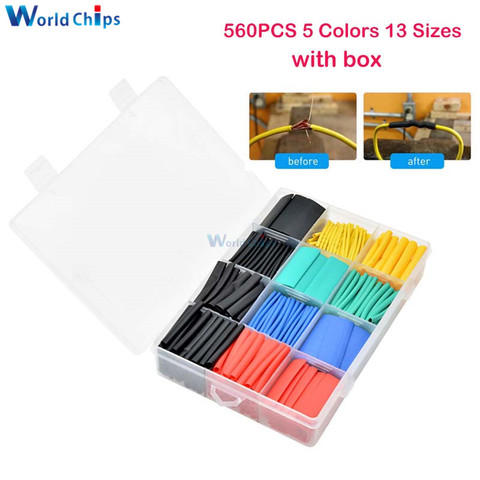 560PCS Heat Shrink Tubing 2:1 Electrical Wire Cable Wrap Assortment Electric Insulation Heat Shrink Tube Kit 13 sizes with box ► Photo 1/6