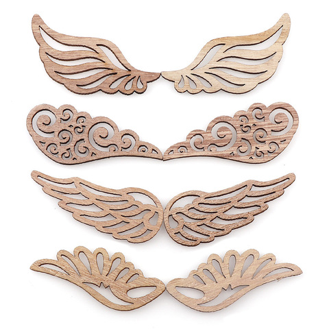 40Pcs/bag Wooden DIY Angel Wings 4 Styles Wood Wedding Decorative Embellishments diy Crafts Scrapbook Home Decoration Pendant ► Photo 1/6