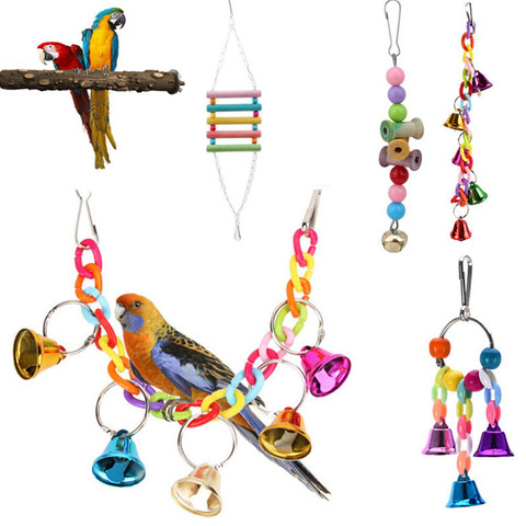 Birds Toys Funny Cockatiel Parakeet Conure Birds Bites Toy Parrot Swing Cages Chew Toys Acrylic Suspension Bridge Climbing Rope ► Photo 1/6