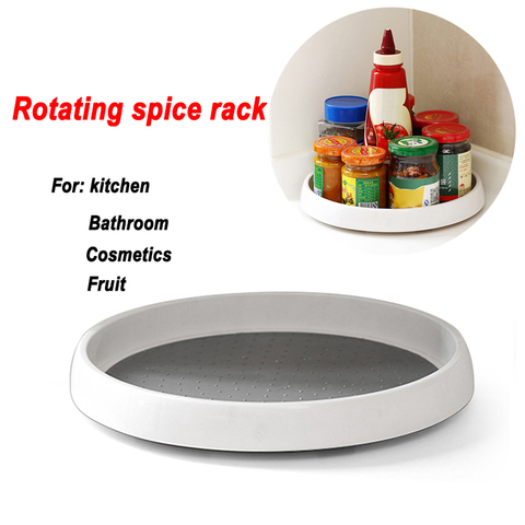 Kitchen 25cm Condiment Round 360° Rotating Storage Tray Convenient Rotating Spice Rack Non-Slip TPR Home Cosmetics Organizer ► Photo 1/6