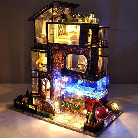 Diy Dollhouse Cabin TB21 Impression Manhattan Large Hand-assembled European Villa Model House Building Birthday Gift ► Photo 1/6