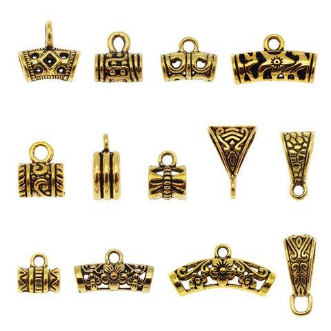 Julie Wang 20/26PCS Bail Beads Charms Antique Gold Tube Spacer Bead European Bracelet Pendant Necklace Jewelry Making Accessory ► Photo 1/4