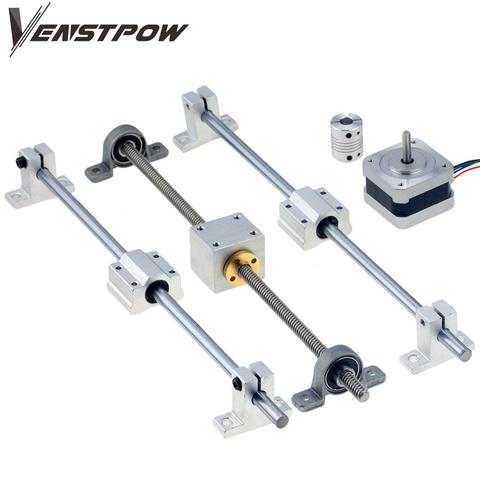 3D Printer guide rail sets T8 Lead screw length 500mm + linear shaft 8*500mm+KP08 SK8 SC8UU+ nut housing +coupling + step motor ► Photo 1/6