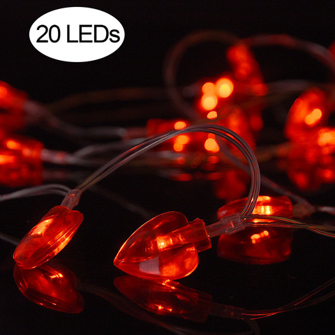 Battery Operated Heart Love Valentine Lights 10/20/30/40leds Heart Shaped String Lights for Wedding Party Birthday Home Decor ► Photo 1/6