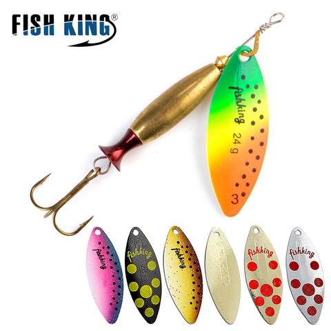 Gold Silver Trout Pike Metal Spinner Spoon Treble Hook Bass Tackle