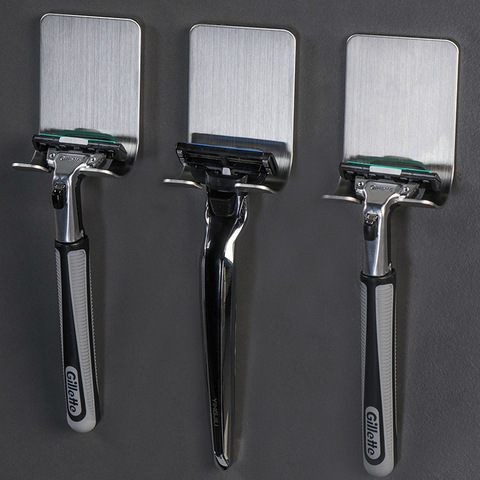 1pc 304 Stainless Steel Shower Shaving Razor Holder With Adhesive