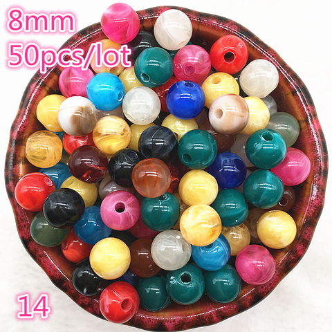 50pcs/lot 8mm Imitation Natural Stone Round Acrylic Beads Spacer Loose Beads For Jewelry Making #14 ► Photo 1/3