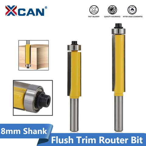 XCAN 1pc 8mm 1/2''(12.7mm) Shank Bearing Guide Template Router Bit Carbide Pattern Router Bit Wood Flush Trimming Milling Cutter ► Photo 1/6