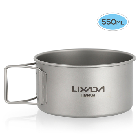Lixada Titanium Bowls with Folding Handles Dinner Food Container for Outdoor Camping Hiking Backpacking cubiertos Foldable ► Photo 1/6