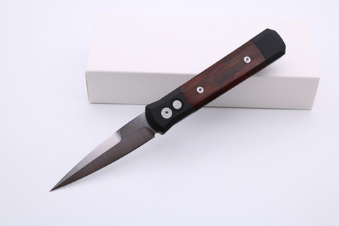High Quality Protech Knives Godfather Pocket Folding Knife 440C Blade 6061-T6 Wood Inlay Handle Tactical Survival Knife EDC ► Photo 1/1