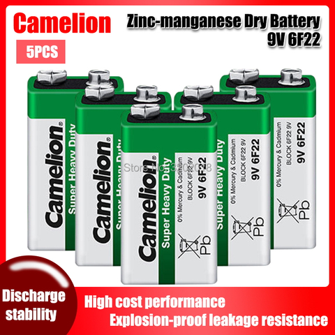 5pc Camelion 6F22 PPP3 6LR61 9V Lithium Battery Super Heavy Duty Dry high-discharge high current Batteries For Radio Alarm Toy ► Photo 1/6