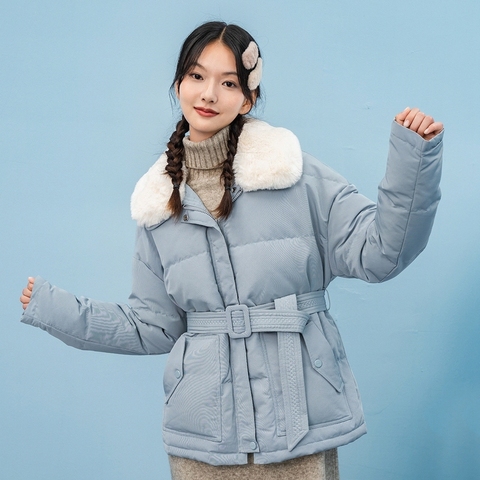 INMAN 2022 Winter New Arrivals White Duck Down Thermal Plush Waisted Fit Slim 90% Down Short Coat Women's Down Jacket ► Photo 1/5