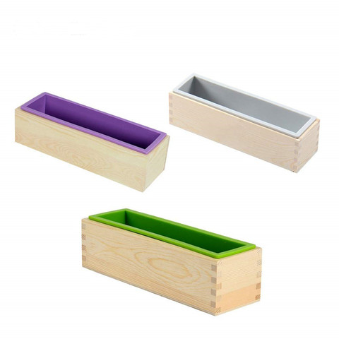 Silicone Mold Soap Rectangular Wooden Box with Flexible Liner for DIY Natural Soap Making ► Photo 1/6