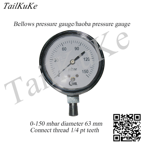60MM 0-150 Mbar Diaphragm Pressure Gauge Micropressure Gauge Gas Pressure Gauge Barometer ► Photo 1/1